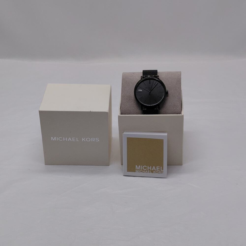 $225 NWT Michael Kors Mens Auden Watch Black Mesh Gift Stainless Steel 42mm